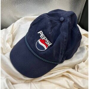 Vintage Pepsi Hat Cap Snap Back Blue Trucker Mesh Embroidered Logo Mens 80s USA